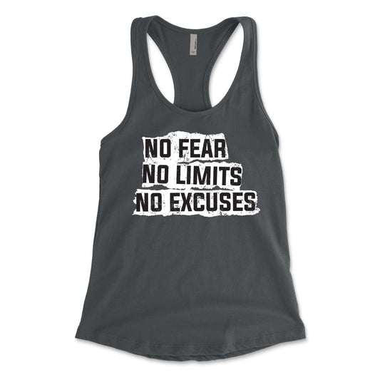 No Fear No Limits No Excuses Women's Racerback